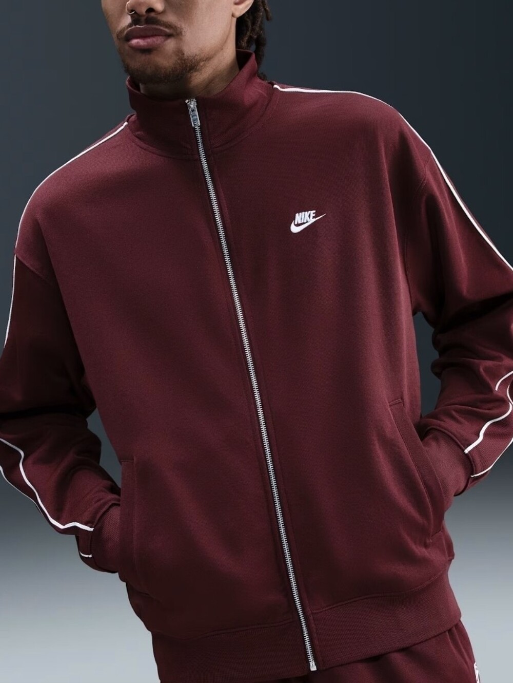 Nike Sportswear Club Men’s Oversized Knit Track Jacket Dark Team Red/White 2XL